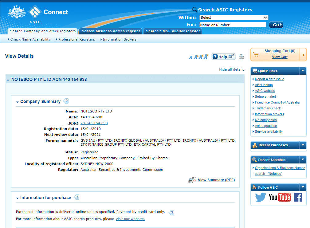 Autorizzazione ASIC di IronFX